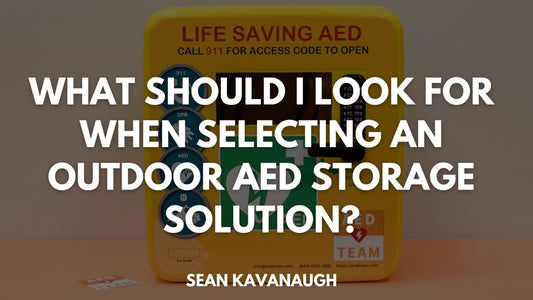 What should I look for when selecting an outdoor AED storage solution?