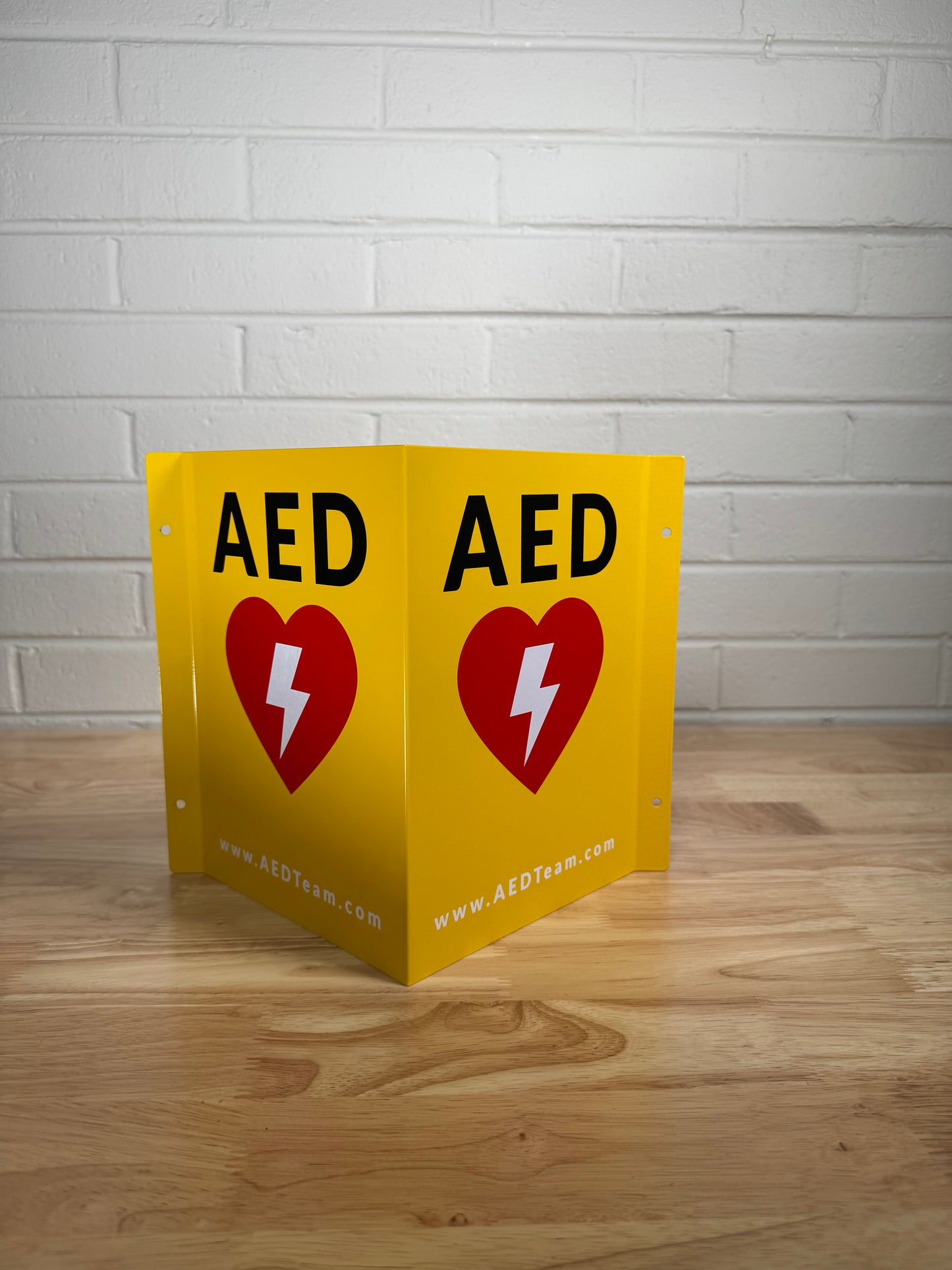 Three Way Metal AED Wall Sign