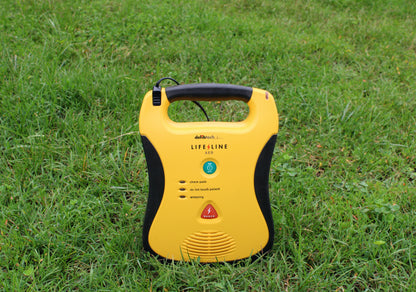 Defibtech Lifeline AED in outdoor AED enclosure installation